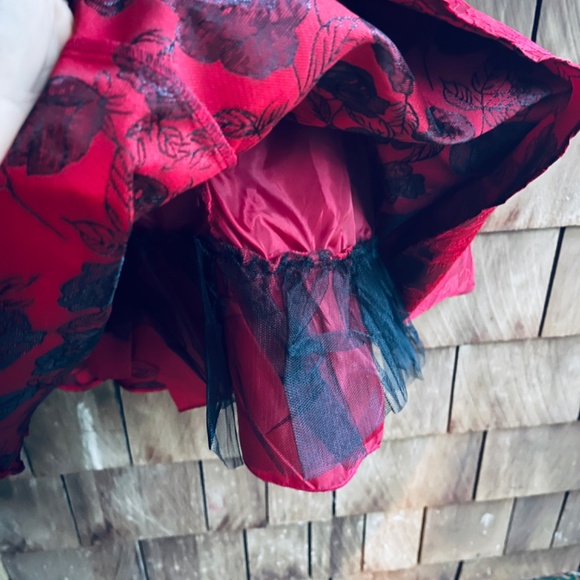 B Darlin 🌹 Juniors' Floral-Jacquard Fit & Flare Red Rose Dress 1/2 Prom Evening - Picture 14 of 15